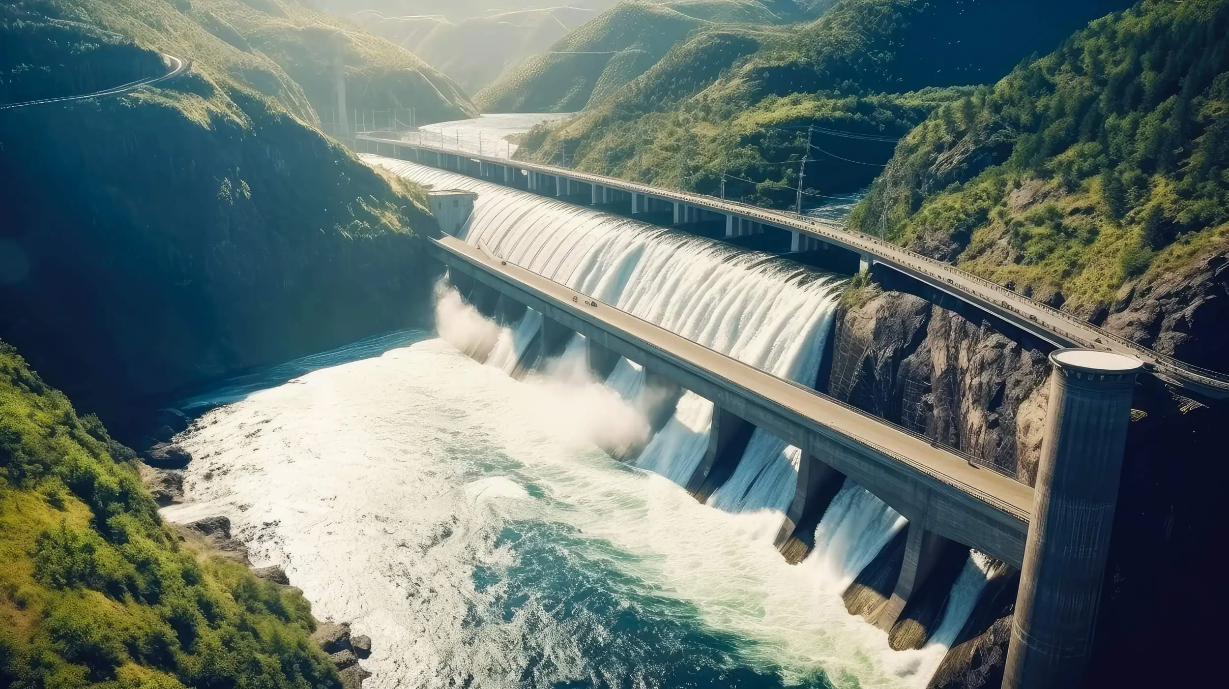vista aérea de una presa hidráulica